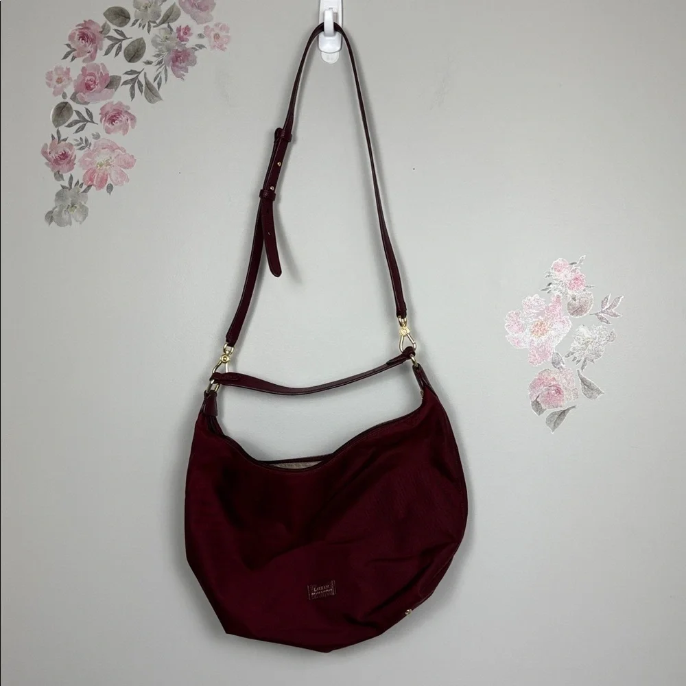 Lauren Ralph Lauren Deep Red Hobo Shoulder Bag - Medium Size